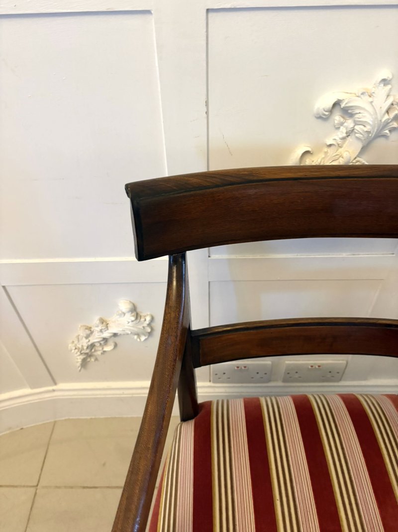 Antique Regency Mahogany Dining Chairs Set of Eight Including Two Carvers Scroll Arms - Image 11